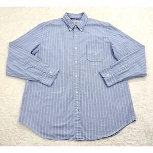 Article 365 Broken-In Shirt Mens Blue Striped Button Down Long Sleeve Size Large